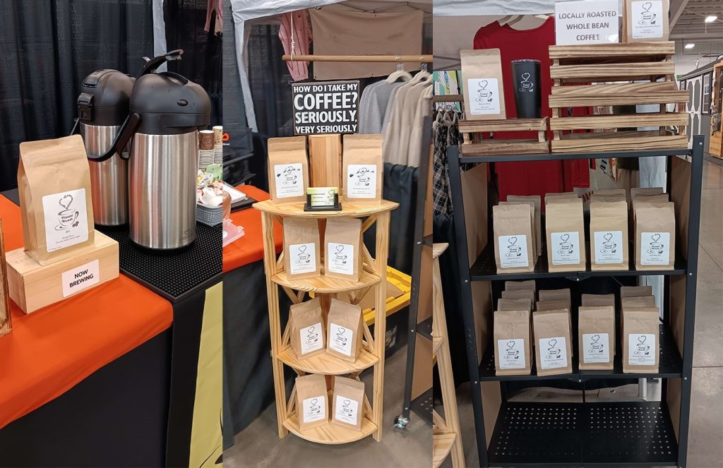 display of fields roast coffee beans at an event